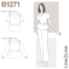 B1271 Peplum bluse med pufærmer og elastik
