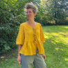 B1266 Peplum skjortebluse med bindebånd