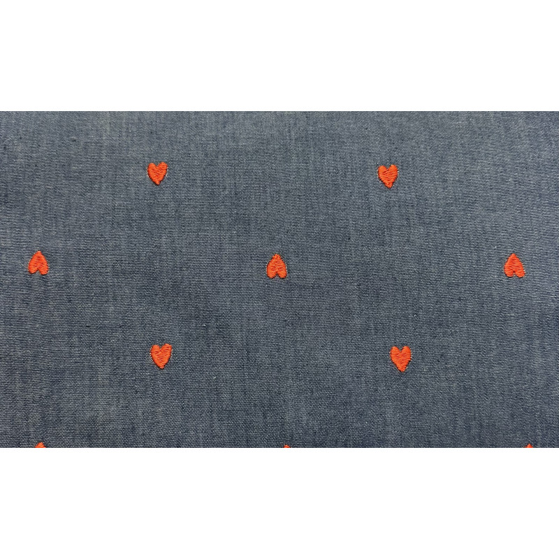 tynd denim m. broderede hjerter