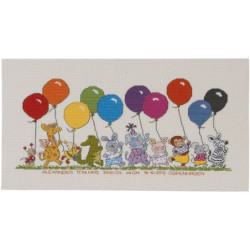 Dyr med balloner 22x42cm R5301