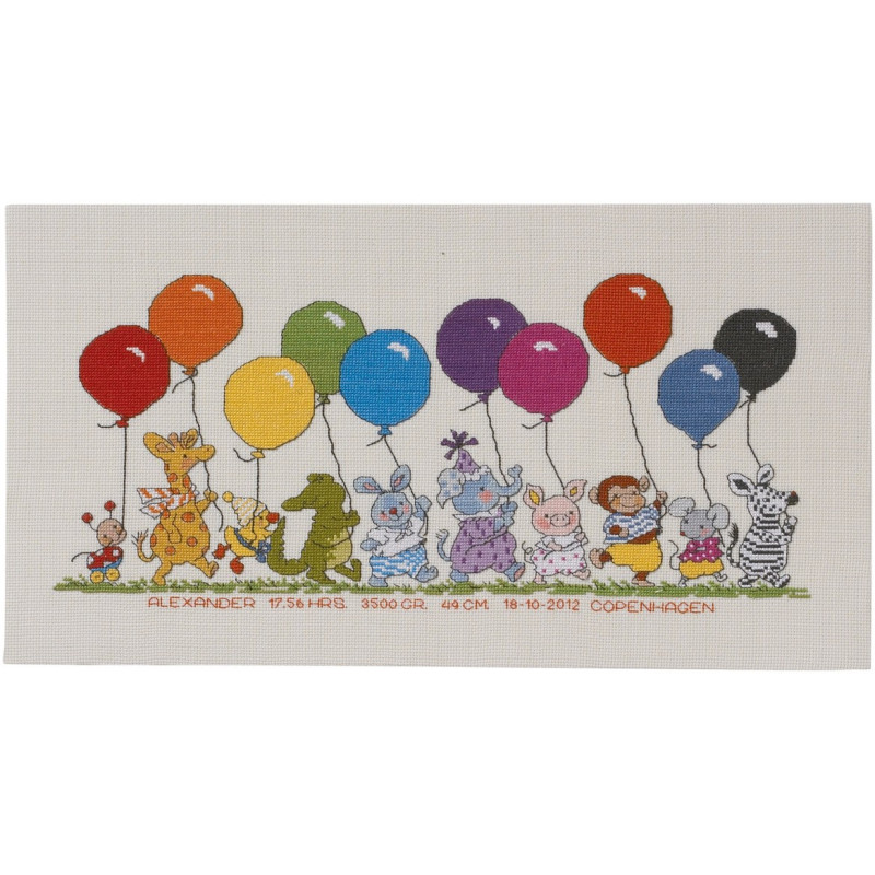 Dyr med balloner 22x42cm R5301