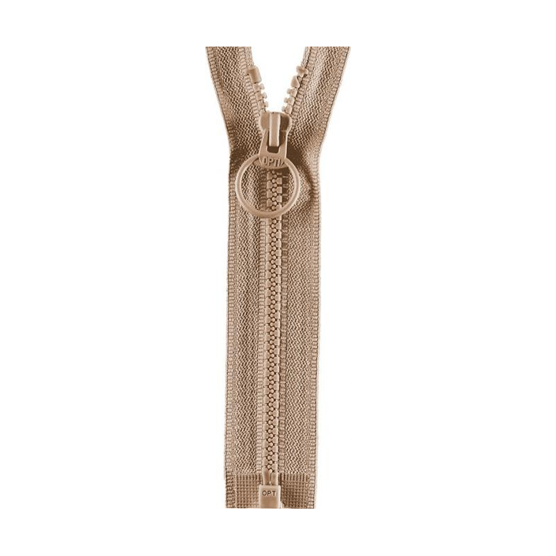 Opti delbar lynlås, ring vedhæng, beige