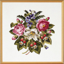 Roser & jordbær 42x42