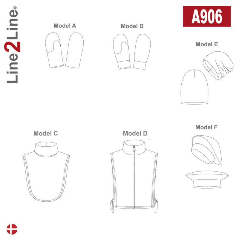 Model A906 Luffer,halsedisse, beanie og baret